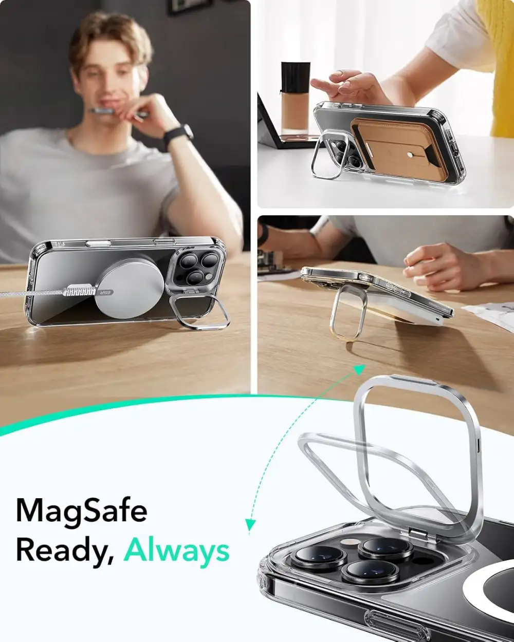 ESR HaloLock clear protective case compatible with iPhone 16