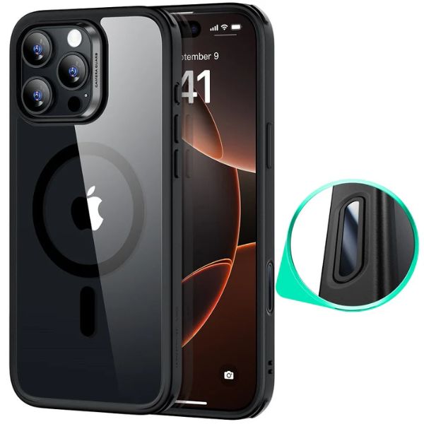 ESR HaloLock Classic Hybrid Case with Camera Control for iPhone 16 Series-Clear/Black
