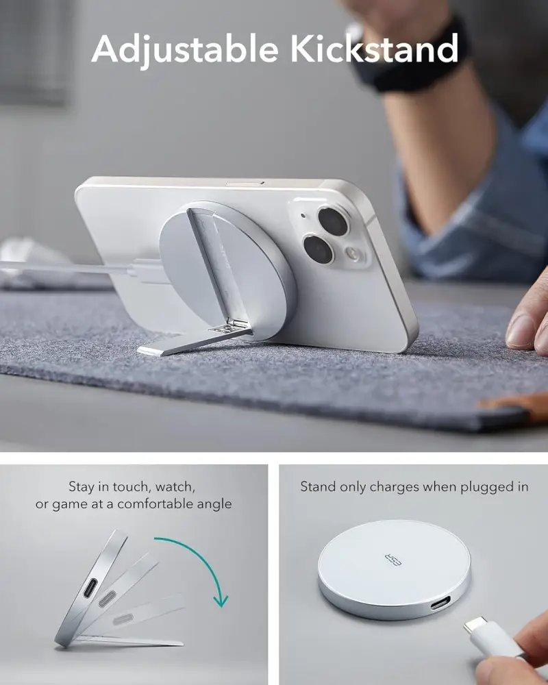 ESR HaloLock magnetic wireless charger with kickstand for iPhone series