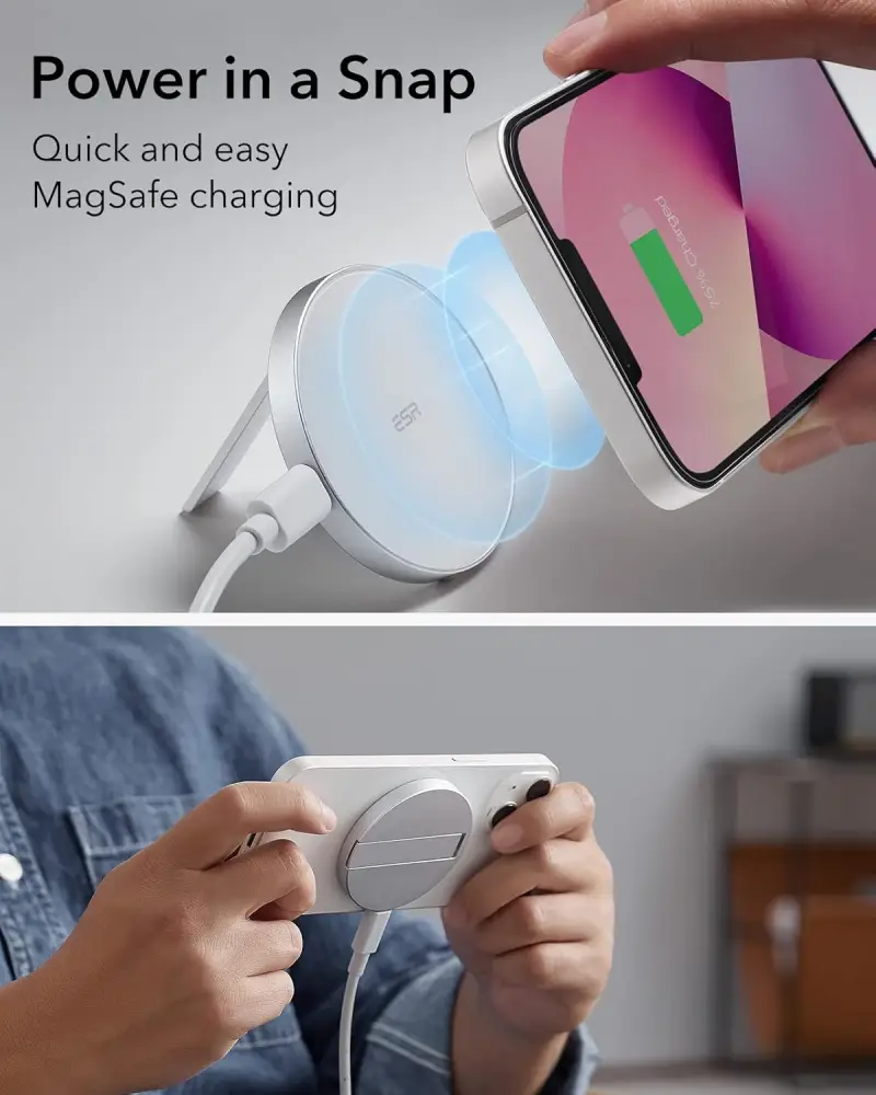 ESR HaloLock kickstand wireless charger charging iPhone