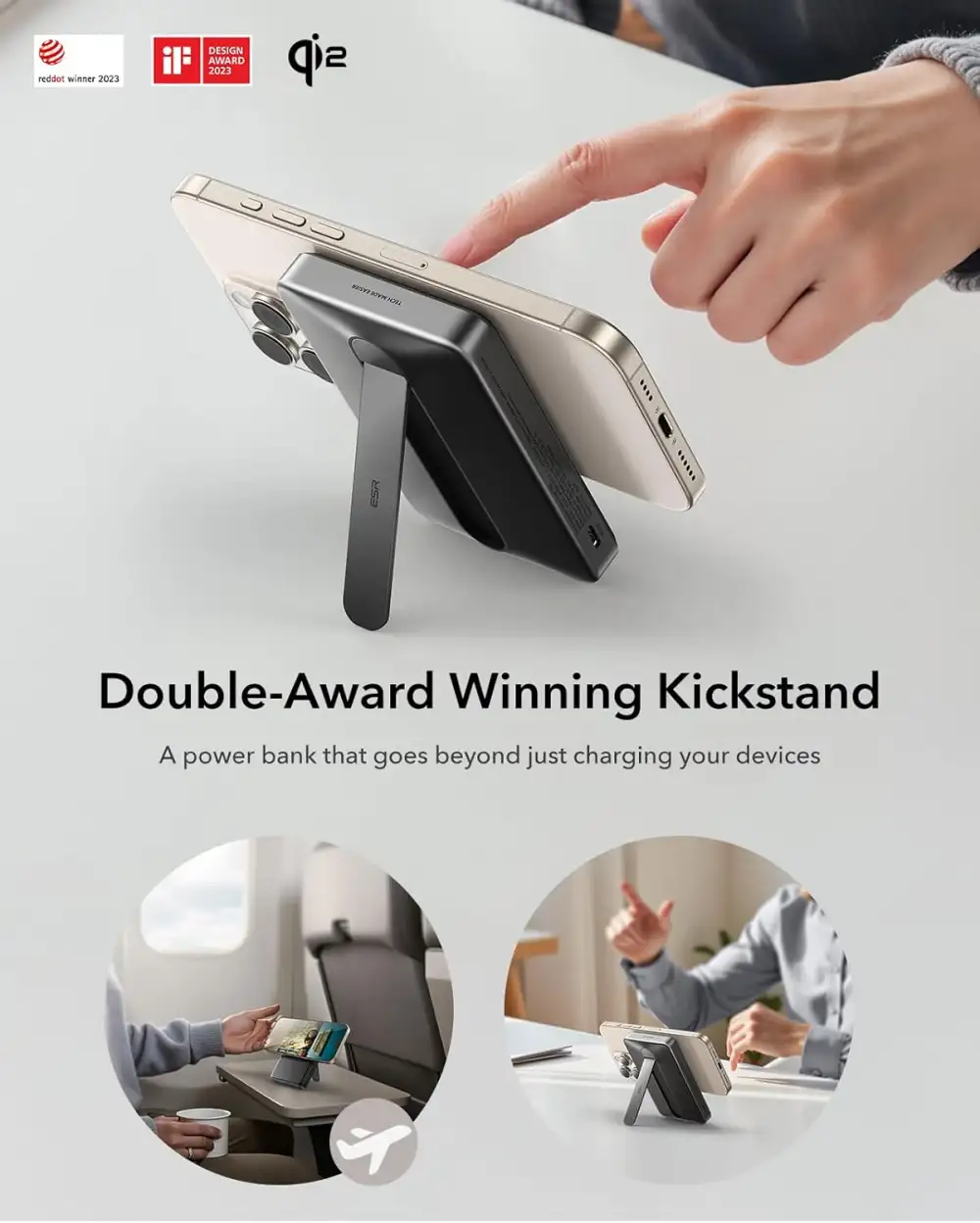 ESR Qi2 MagSlim Kickstand Power Bank (10000 mAh)