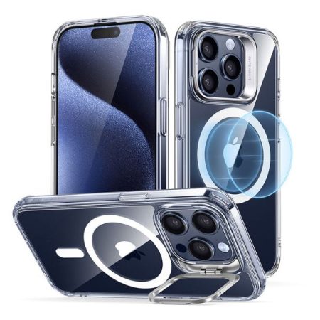 ESR iPhone 15 Pro/15 Pro Max Classic Hybrid Case with Stash Stand Set (HaloLock) Clear