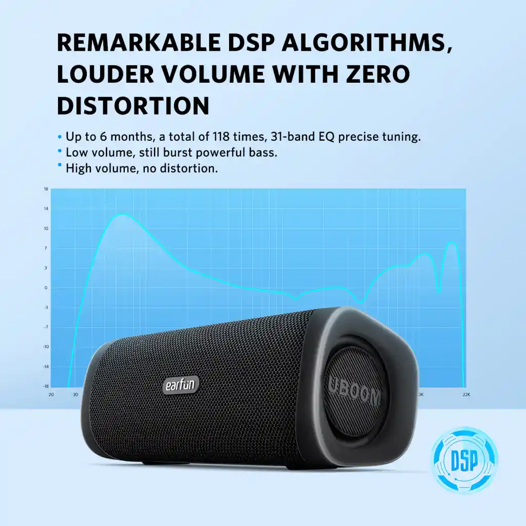 EarFun UBOOM L portable Bluetooth speaker with deep bass 