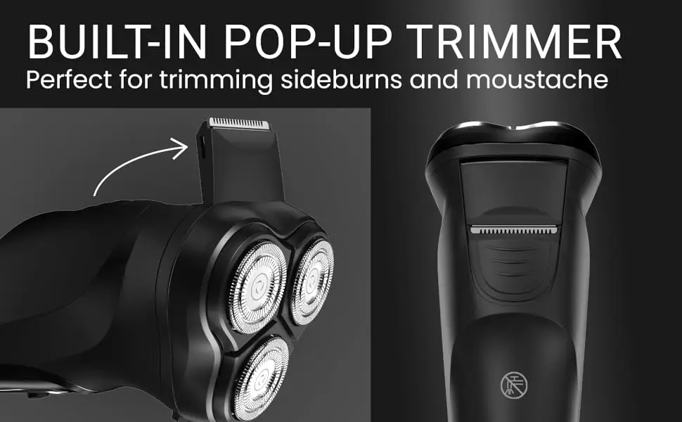 Enchen Blackstone 3 electric shaver with built in pop up trimmer for sideburns and moustache grooming