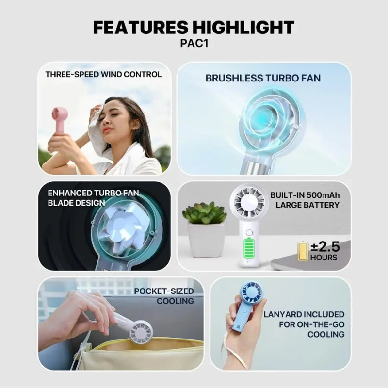 Fantech PAC1 Portable Handheld Charger Fan