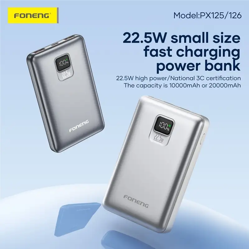 Foneng PX125 10000mAh Power Bank front view and design