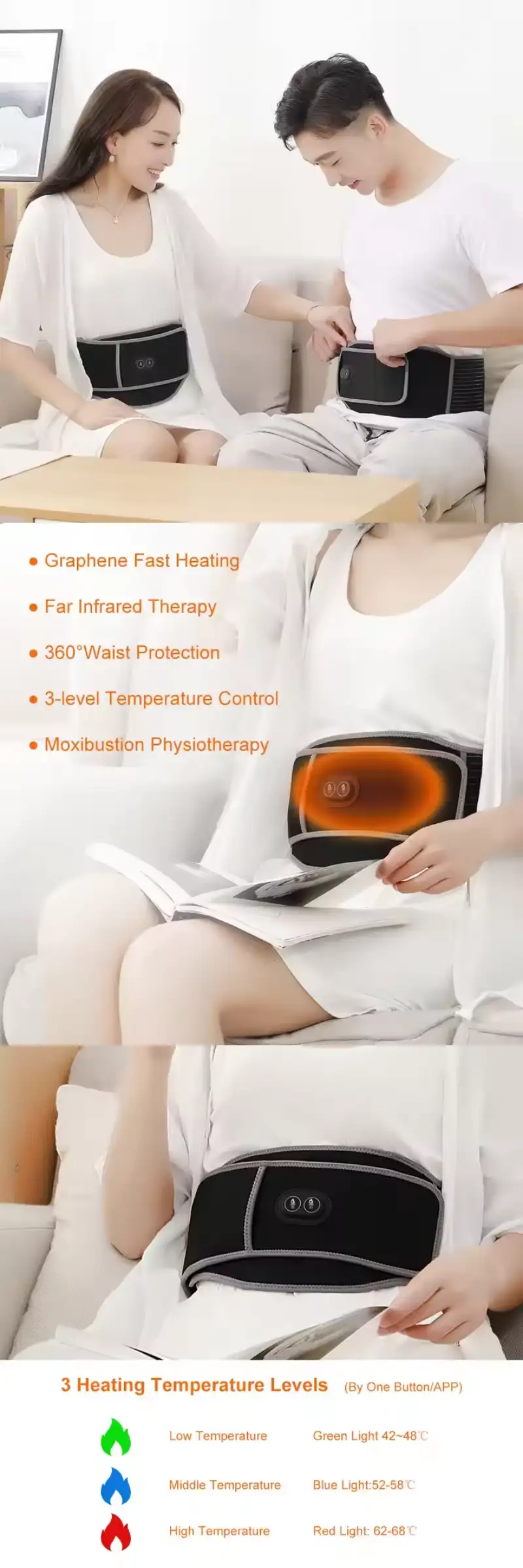Graphene Double-Sided Heating Intelligent Waist Belt