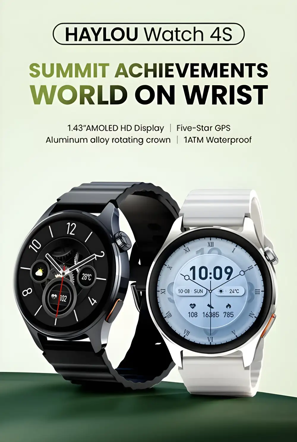 HAYLOU Watch 4S with its vibrant 1.43-inch AMOLED HD display, showcasing a sleek watch face design for users in BD