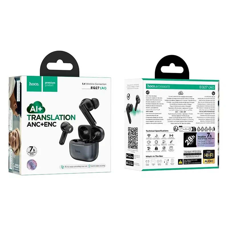 HOCO EQ27 Fun AI Translation Earbuds ANC+ENC Noise Reduction
