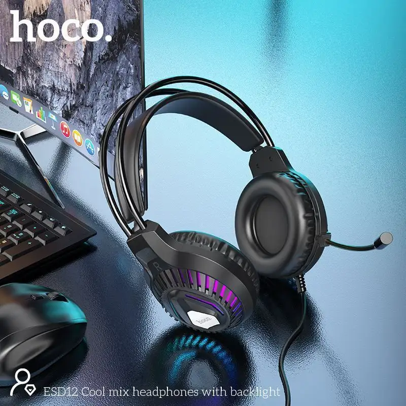 HOCO ESD12 Cool Mix wired gaming headphones with backlight