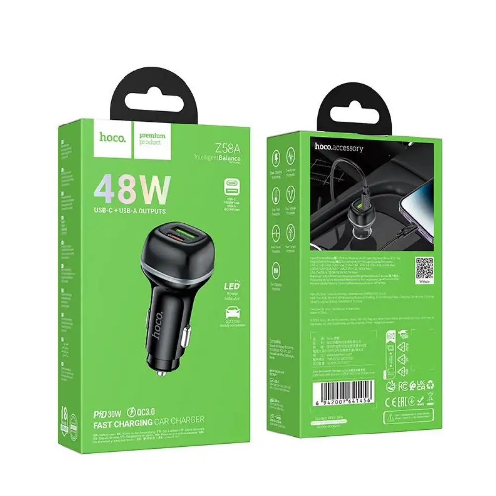 HOCO Z58A 48W PD 30W+QC3.0 3A Car Charger