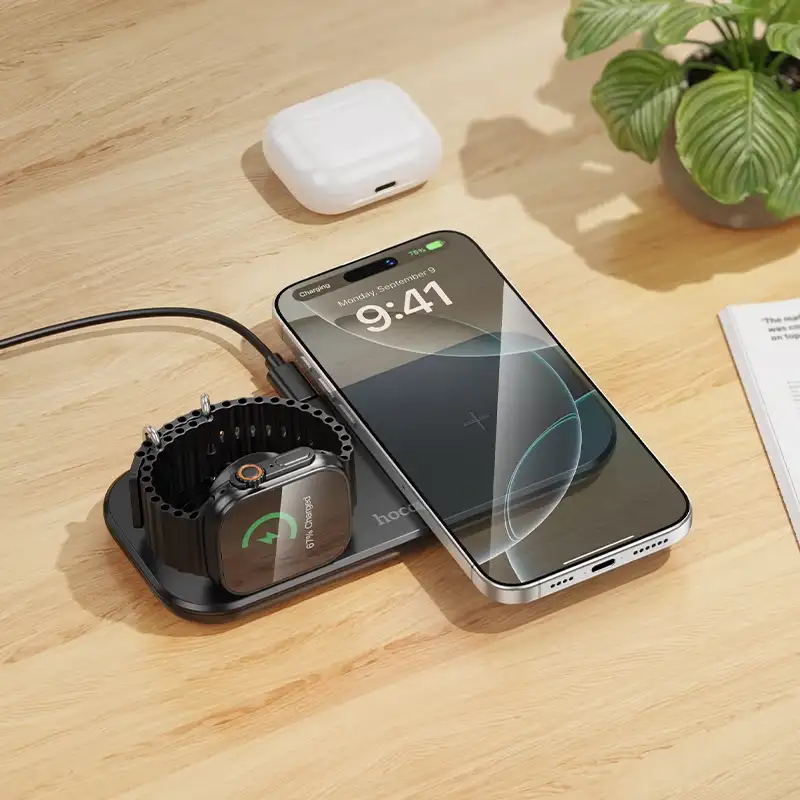 Hoco CW65 ultra thin 3-in-1 fast wireless charging dock
