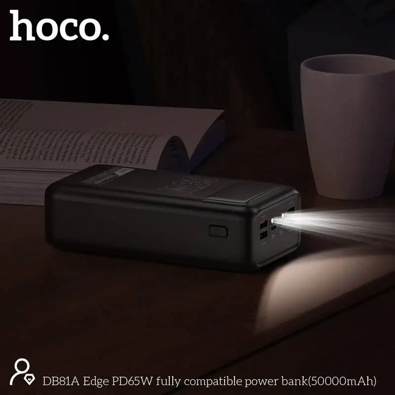 A lifestyle image showing the DB81A charging multiple devices simultaneously—smartphone