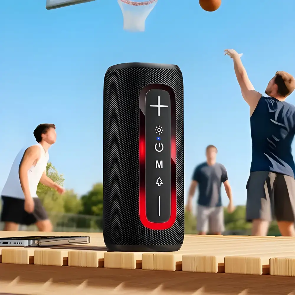 The Hoco HC36 Bluetooth 5.4 Speaker in its black color variant, highlighting its sleek and modern design,