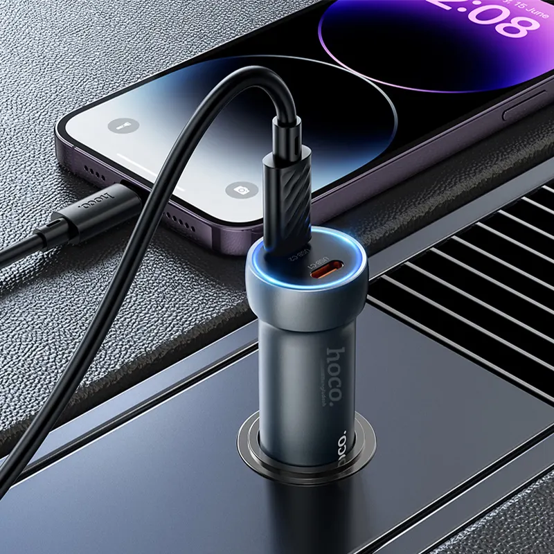 Hoco Z54B PD 60W Dual-port Type C to Lightning Car Charger 