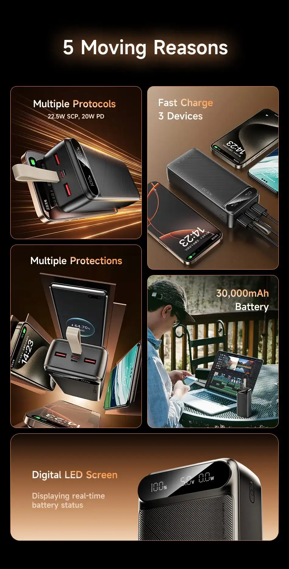  Home Mobile Accessories Power Banks AWEI PA-12 30000mAh Fast Charging Power Bank