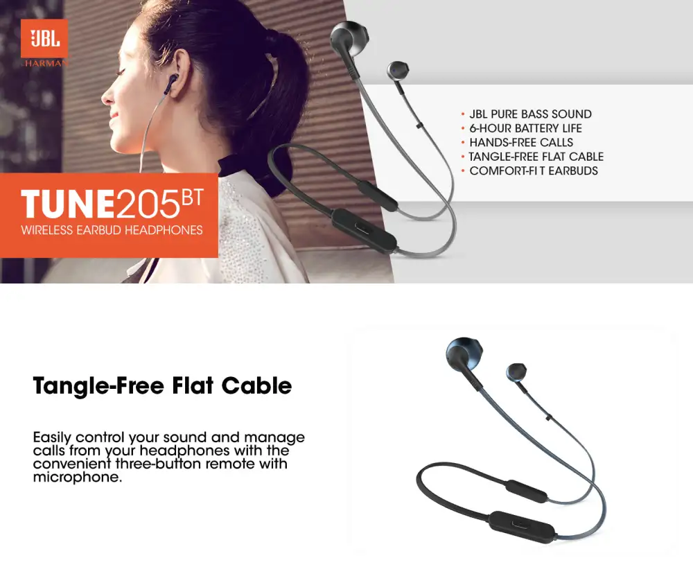JBL TUNE 205BT Neckband Bluetooth Earphones