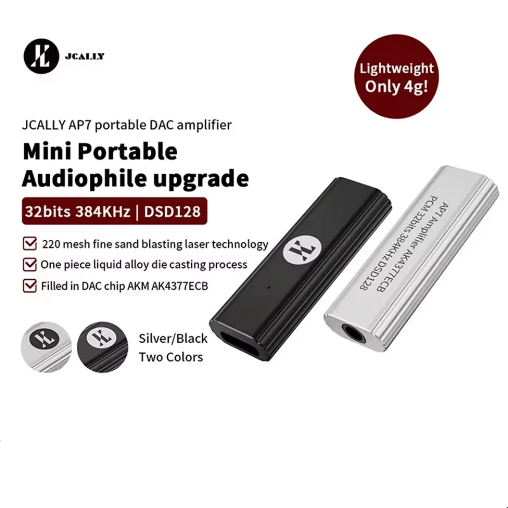 JCALLY AP7 Portable DAC & Headphone Amplifier Type C To 3.5mm