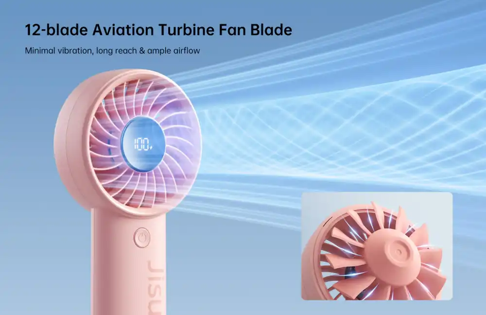 JisuLife Life 4 handheld fan 12 blade aviation turbine design with strong airflow