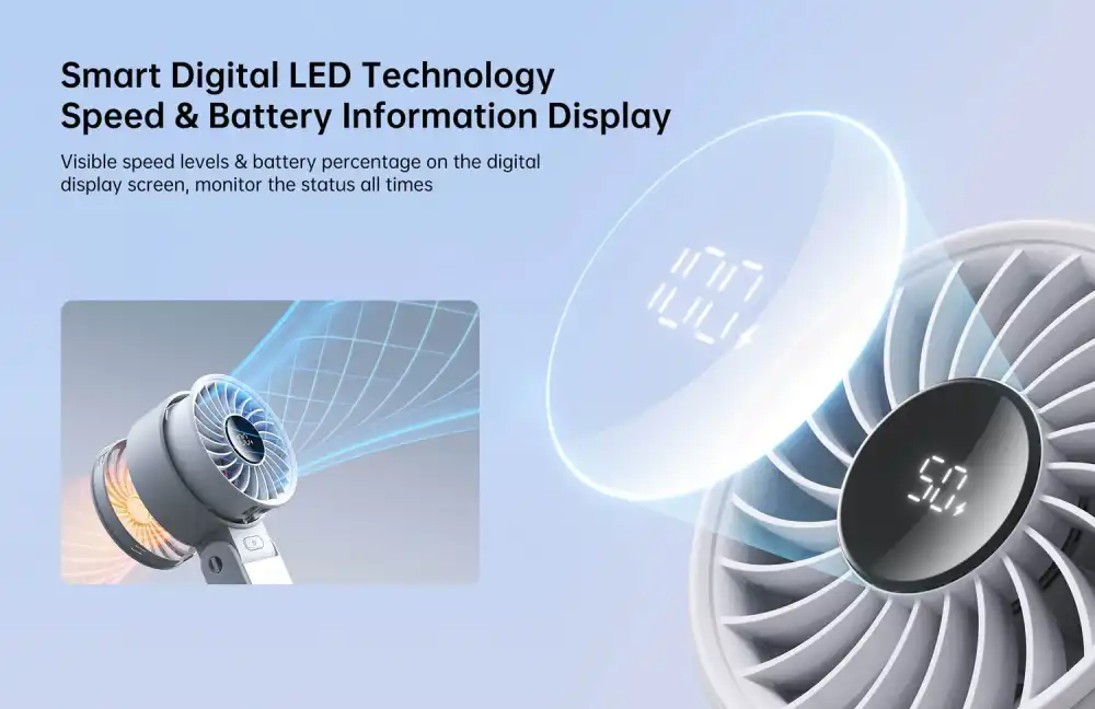 JISULIFE Life7 Handheld Fan digital LED display