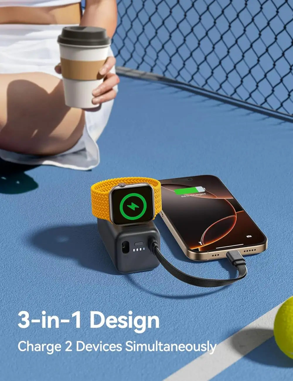 A view of the Joyroom JR-W13 power bank's adjustable magnetic charging panel, showing its versatility for different watch models