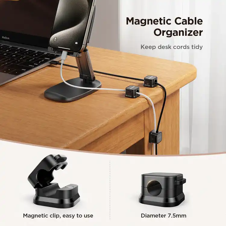 Joyroom JR-ZS368 magnetic cable clips holding charging cable