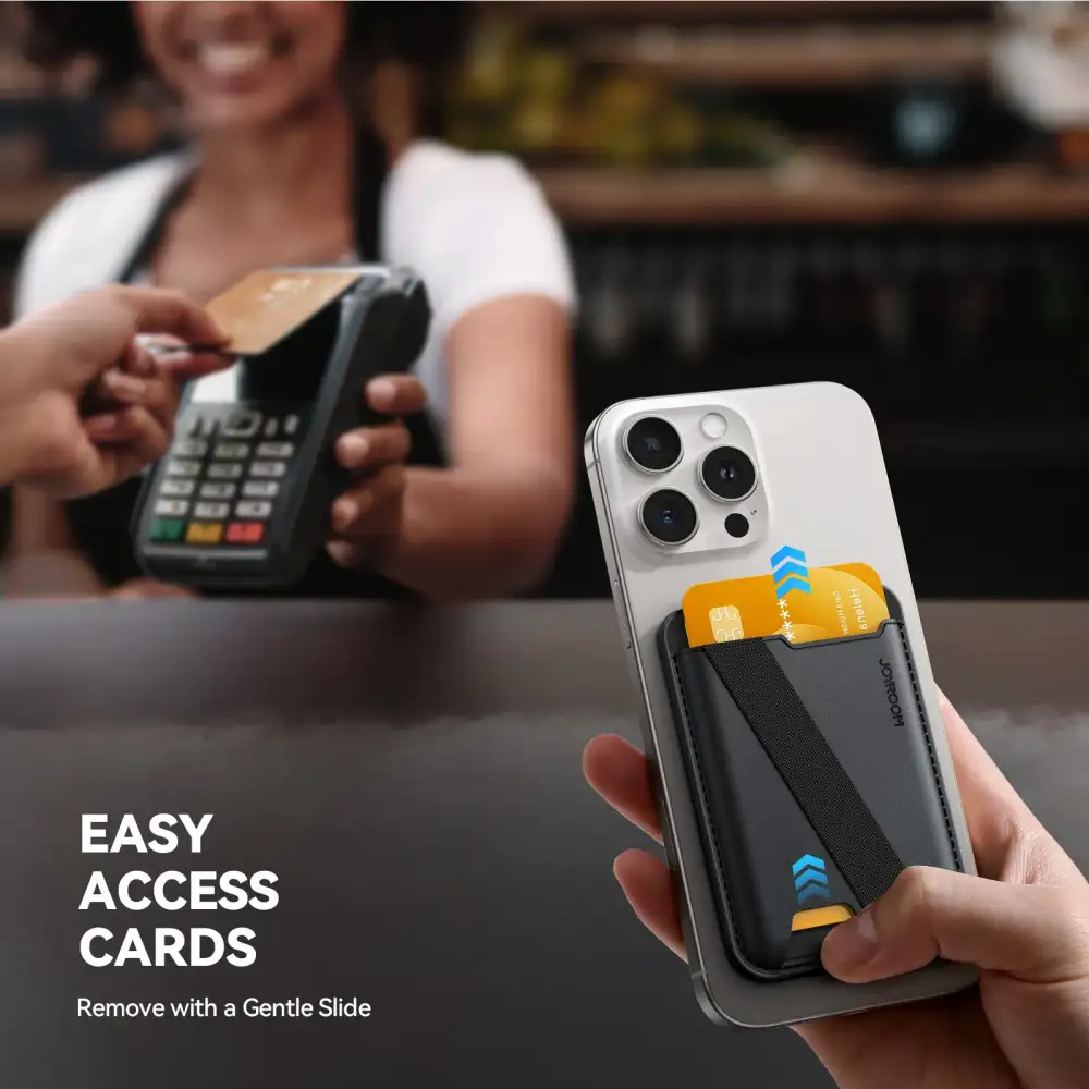 Joyroom JR-ZS432 MagSafe Wallet elastic finger grip strap demonstration
