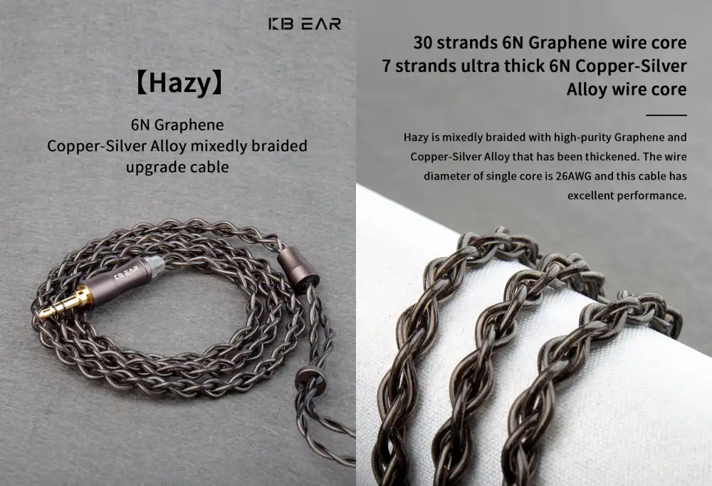KBEAR Hazy 6N graphene copper-silver alloy braided IEM upgrade cable