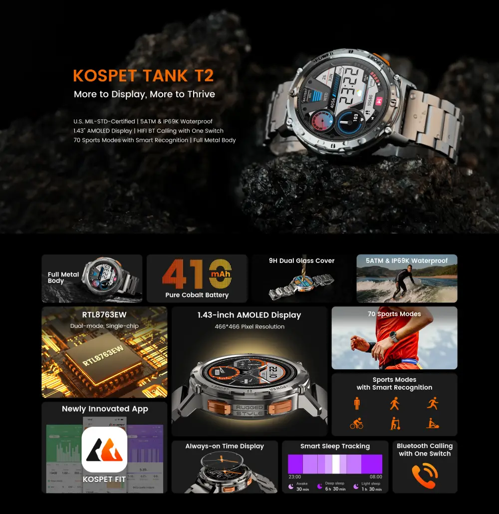 KOSPET TANK T2 Special Edition Amoled Smart Watch