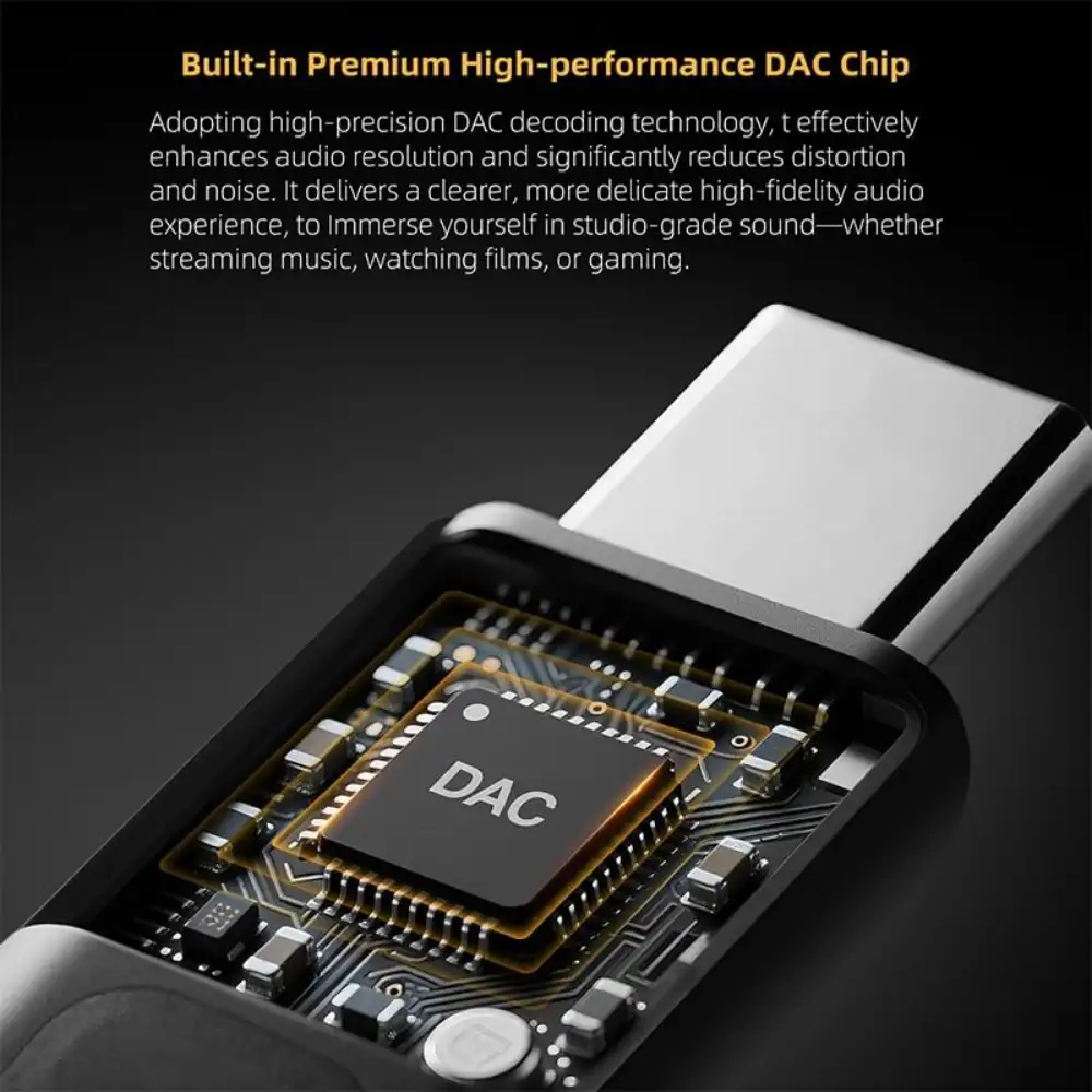 . USB-C to 3.5mm adapter delivering clean powerful sound 3. Compact AM02 DAC amp for improved HiFi listening