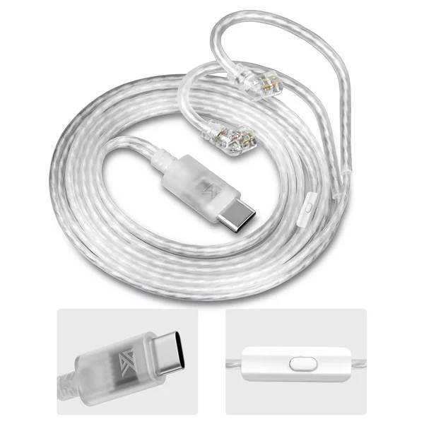 KZ Type C OFC Silver Plated Earphone Cable with Mic