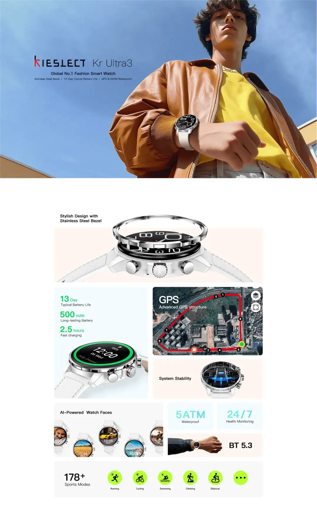 Kieslect KR Ultra 3 smart watch with sleek modern look
