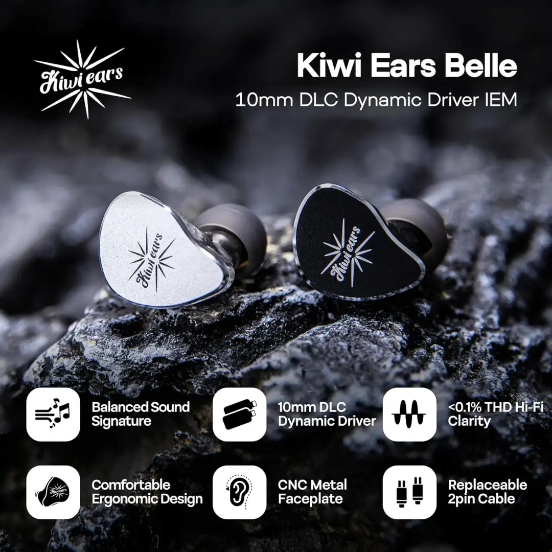 Kiwi Ears Belle 10mm DLC dynamic driver in ear monitor