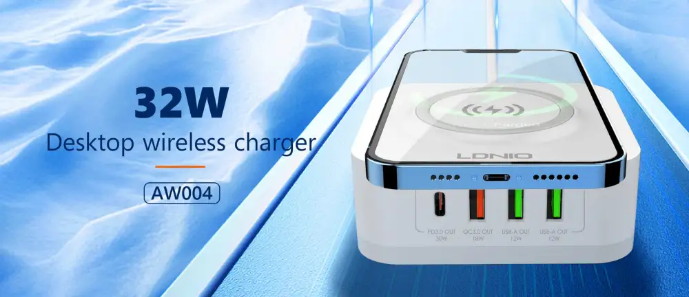 LDNIO AW004 32W 5 in 1 Charging Station with 15W Wireless Charger