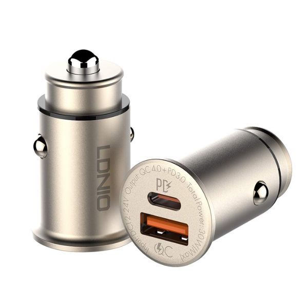 LDNIO C506Q Portable Mobile Phone Car Charger Zinc Alloy Material Fast Car Charger