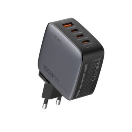 LDNIO Q408 100W GaN Super Fast Charger with Replaceable Plug (US/EU/UK)