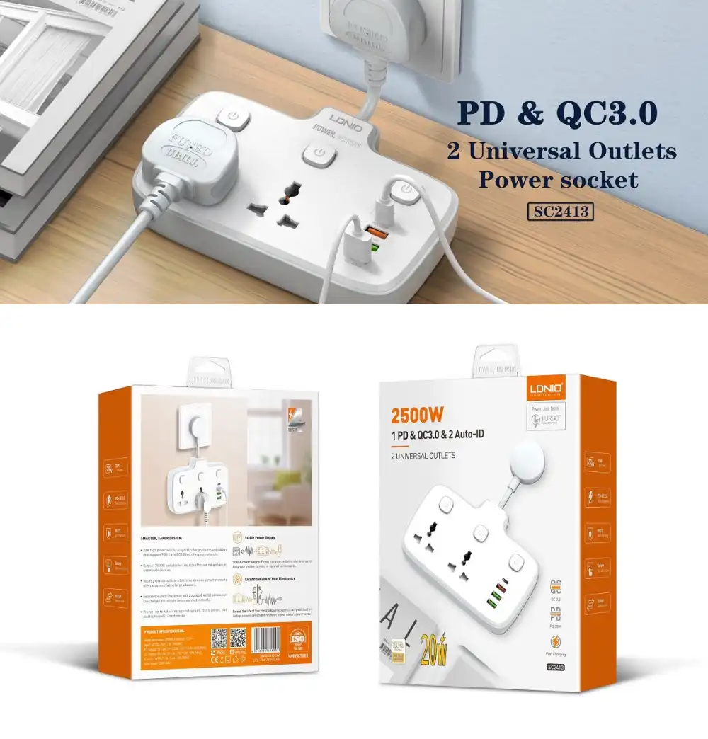 LDNIO SC2413 Universal Outlets Power Strip Cube Power socket