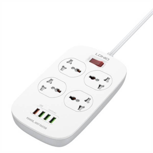 LDNIO SC4407 Power Socket 4 USB Charger with Power Extension Cord