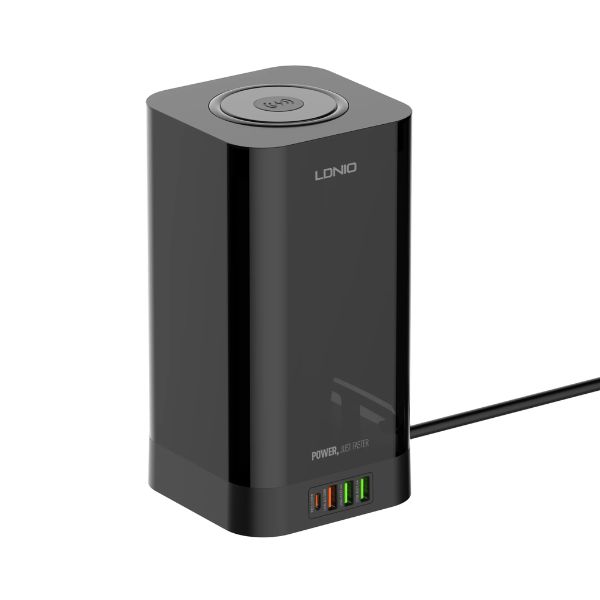 LDNIO SEW4485 Multiple 2500w Tower Power Strip 32W USB Output With Wireless Charging