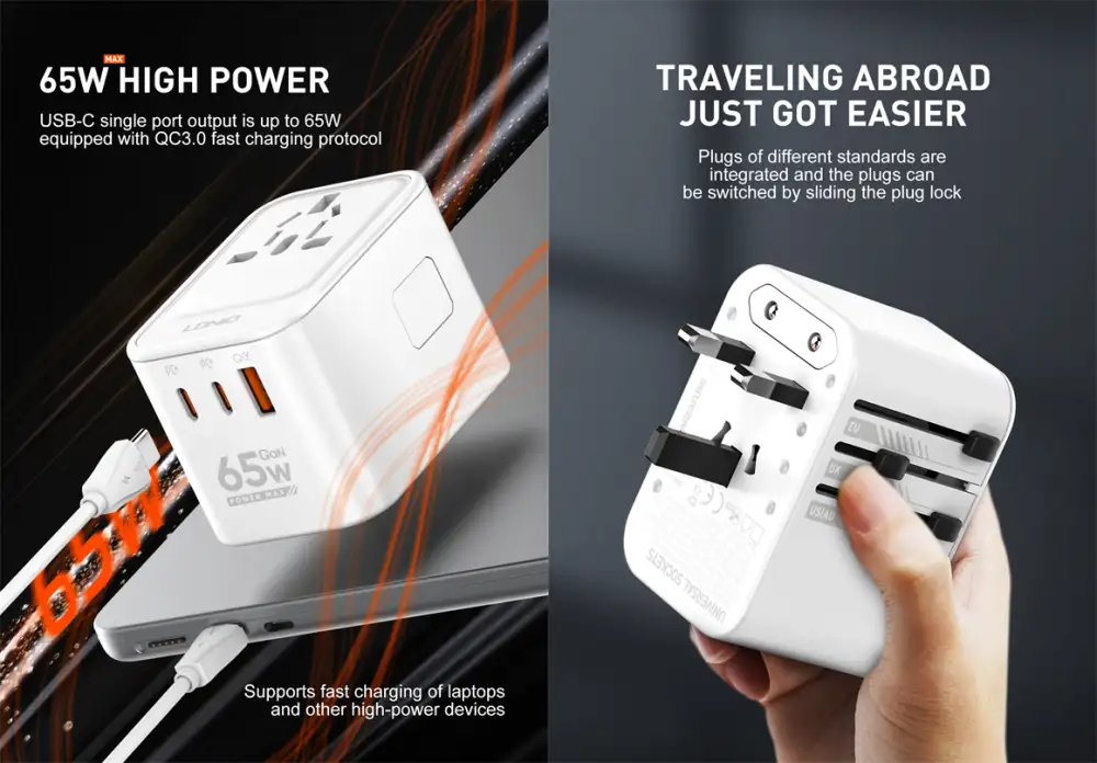 LDNIO Z6 65W 3 USB Ports GaN Travel Adapter 