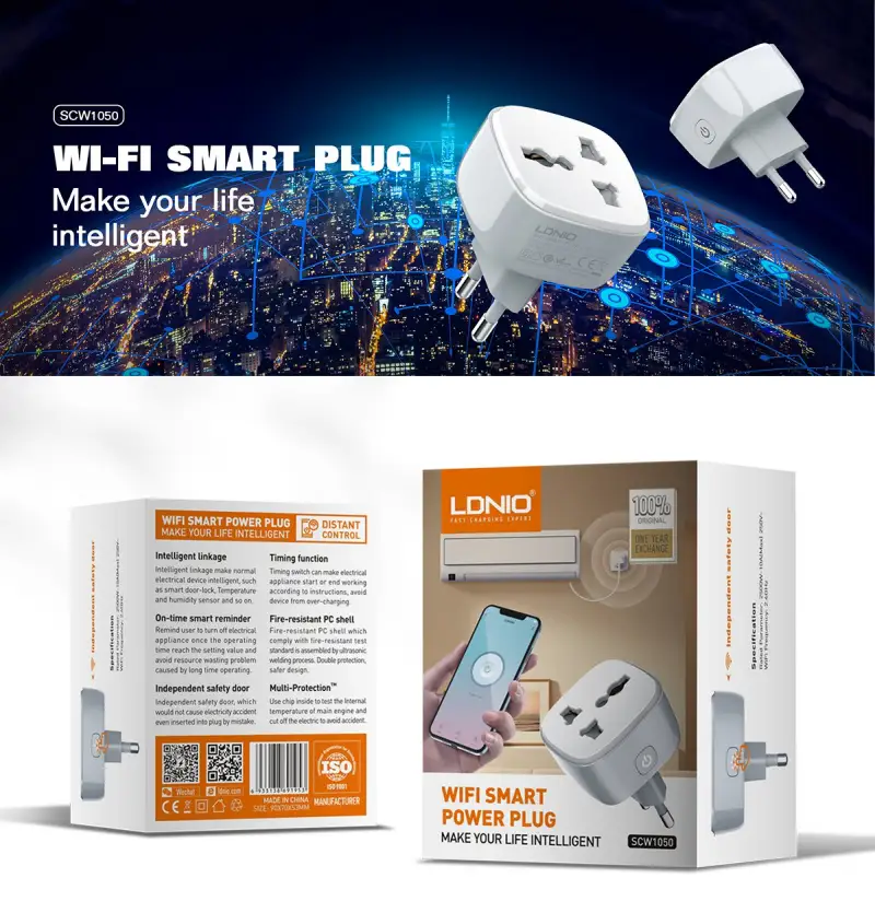 Ldnio SCW1050 WiFi Smart Plug with phone app interface