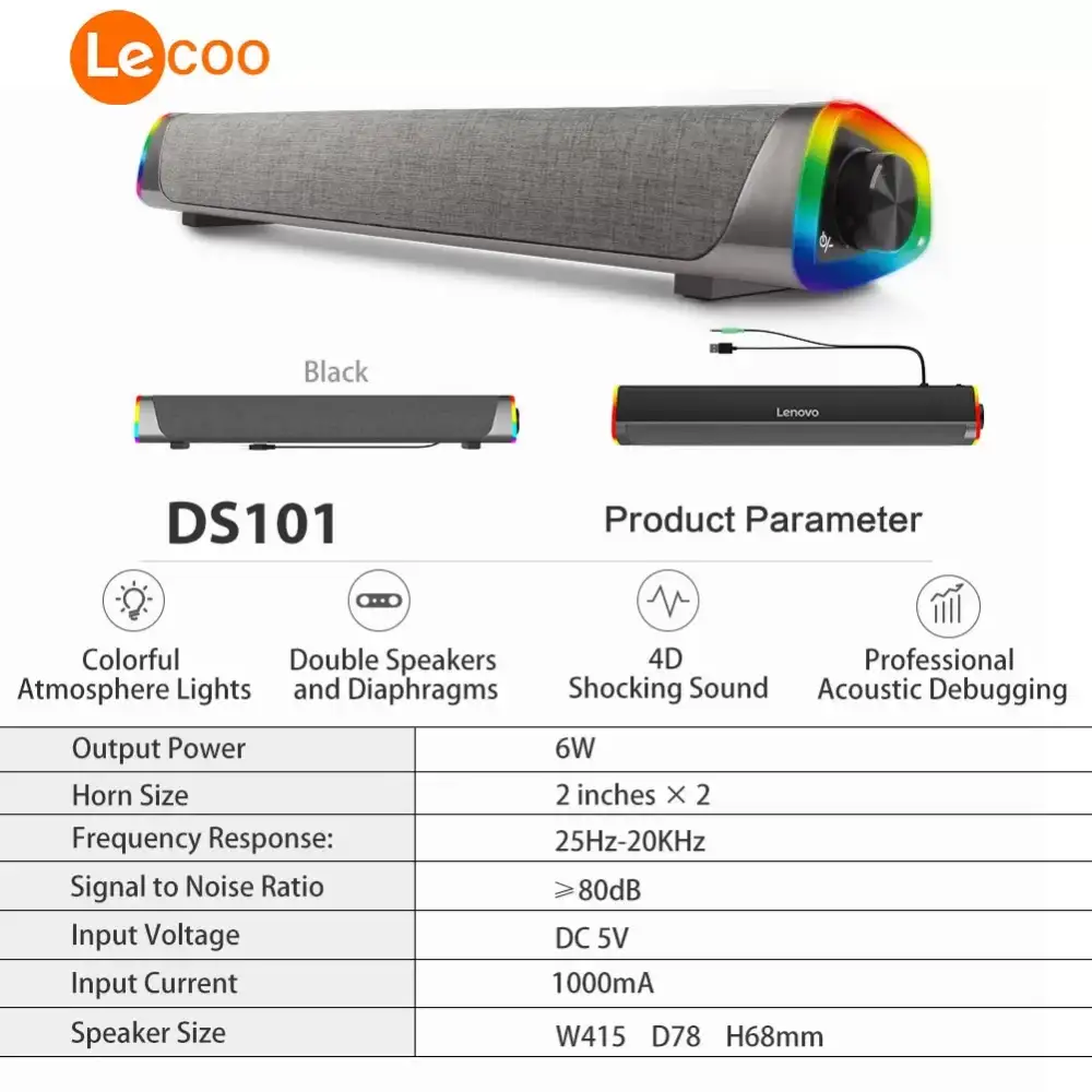 Lenovo Lecoo DS101 Wired Desktop Speaker
