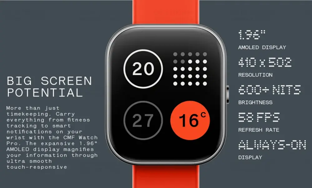 Nothing CMF by Watch Pro Smartwatch AMOLED Display GPS