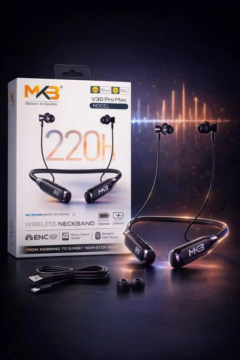 MKB V30 PRO MAX wireless neckband with ENC clarity