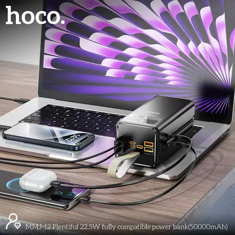 High-capacity 22.5W power bank for fast device charging.