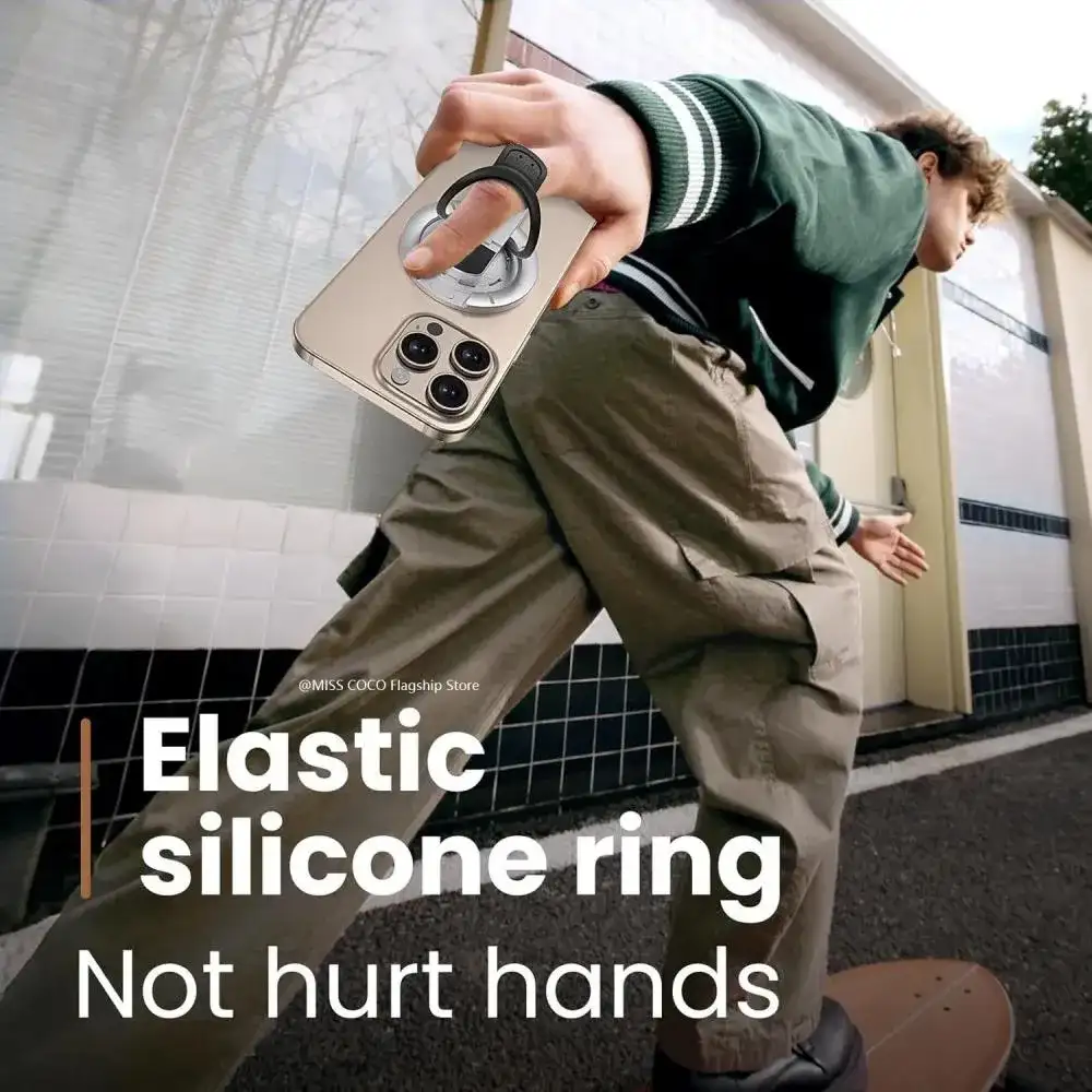 A crisp studio shot of the MagSafe Phone Grip Kickstand 3-in-1 magnetic phone ring holder,