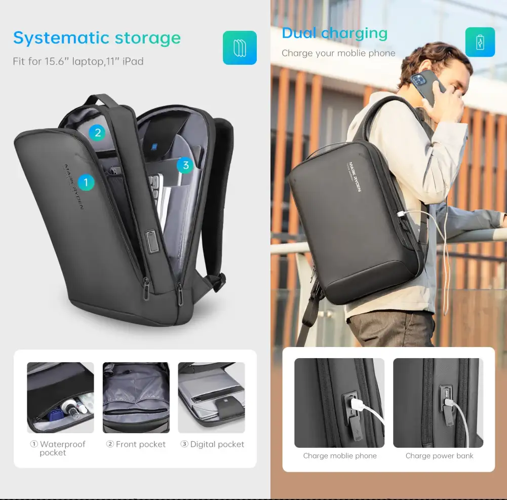 Mark Ryden MR-9008 Slim Business Laptop Backpack