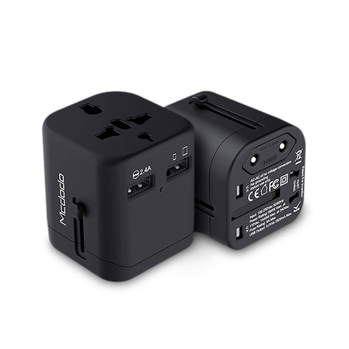 Mcdodo CP-4380 Travel Adapter 2.4A Dual USB & Worldwide for UK, US, AU, Europe