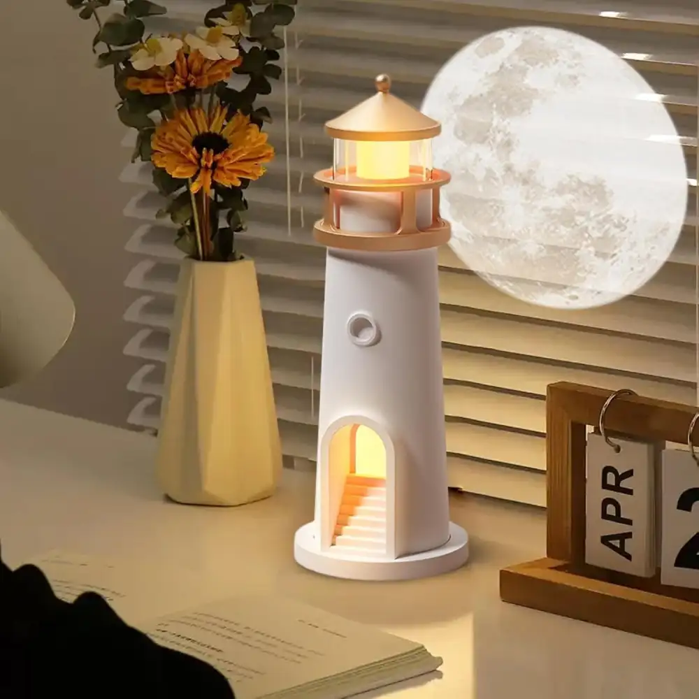 Moon lamp lighthouse projector with calming night glow