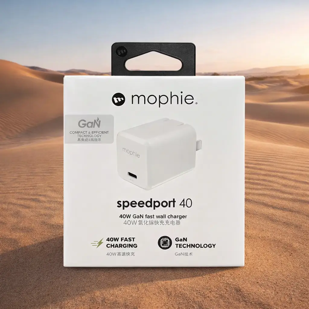 Mophie Speedport 40 40W GaN USB-C charger compact fast wall adapter